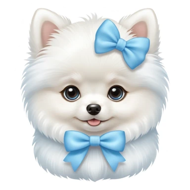 white Pomeranian puppy with baby blue bow  sticker