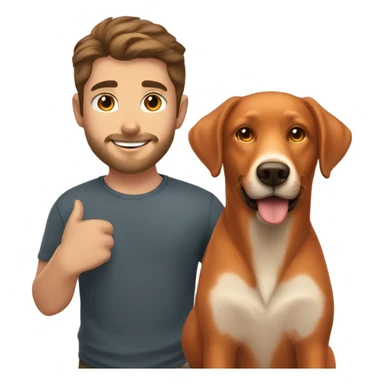  Handsome brown haired man and fox red labrador retriever sticker