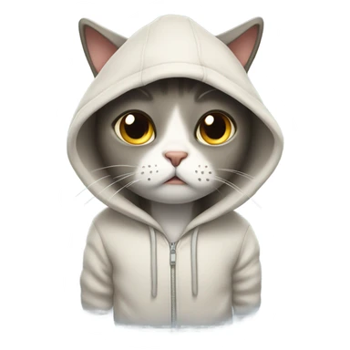 cat crying with a hoodie on  sticker