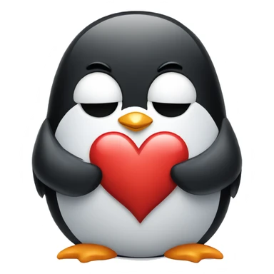 Sad Penguin holding a heart  sticker