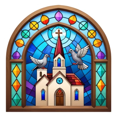 Pigeon on a colourful window of church sticker