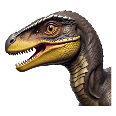 Cinematic Noble Jurassic Velociraptor Portrait Emoji, Poised and menacing, with a sleek, muscular build clad in dark, scaly skin reminiscent of Jurassic Park’s iconic raptor, a sharply curved snout and piercing, intelligent eyes that exude predatory cunning, Simplified yet boldly defined features, highly detailed, glowing with a cool, ominous radiance, high shine, intelligent and relentless, stylized with an air of cinematic prehistoric authority, focused and alert, soft glowing outline, capturing the essence of a watchful and confident Jurassic Velociraptor that appears ready to dash out of the screen with effortless power! sticker