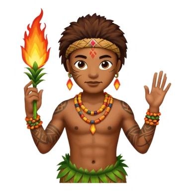hawaiian fire dancer with tattoos sticker
