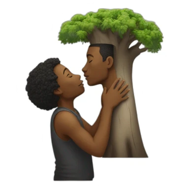 A black man kissing a baobab tree With lots of love sticker