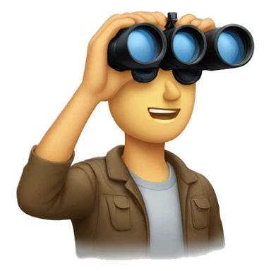 man looking through binoculars sticker