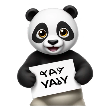 Panda holding a sign that says YAYY sticker