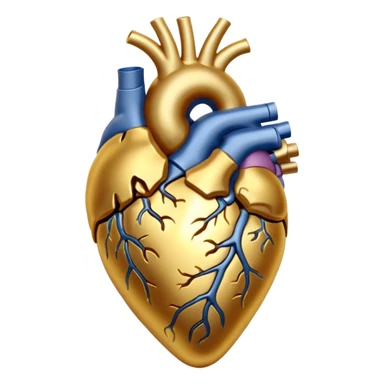 Golden anatomical heart, with clear details  sticker