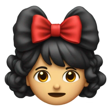 black open hair from behind with a red bow sticker