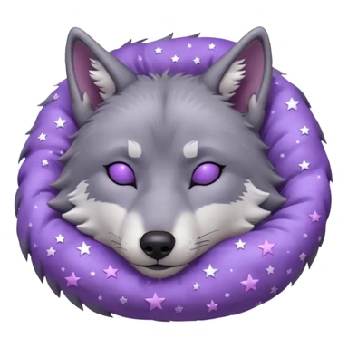 A wolf of winterfell from game of thrones sleeping under lilac stars sticker