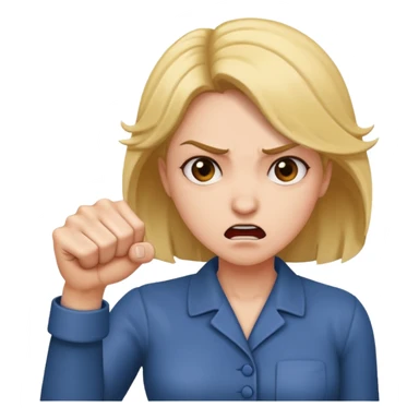 Mad woman showing her fist towards me  sticker