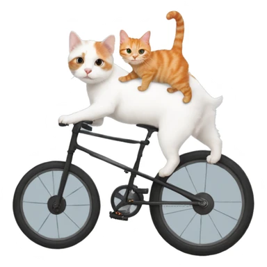 White westhighland terrier on a unicycle giving a ginger cat a piggy back ride  sticker