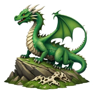A giant dragon sitting on a mountain looking at the other dragon that is cover in bones sticker