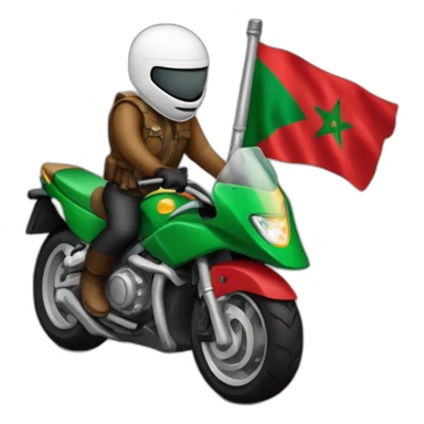 quelqu'un sur une moto avec le drapeau du Maroc derrière sticker