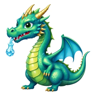 Un dragon pailleté brillant qui mange une glace sticker
