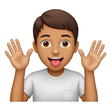 tongue out with hands scooping to the side  sticker