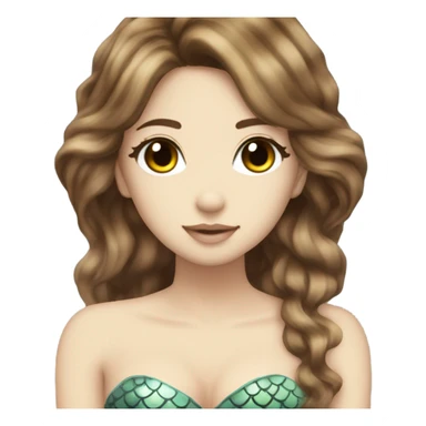 mermaid hime gyaru girl, brown hair sticker