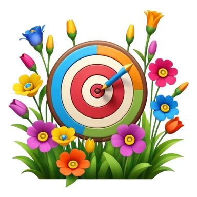 A colorful bullseye target with spring flowers around it sticker