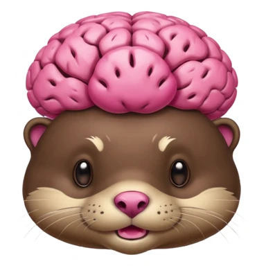 generate an otter with a very big  pink brain going out of the head sticker