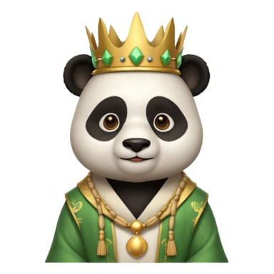 panda king portrait, head and shoulders only, bamboo-themed crown, royal robe collar, calm wise expression, cute fantasy style, 3D cartoon, mobile game icon style, clean background, no text, no watermark
 sticker
