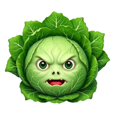 A scary cabbage doing scary things sticker