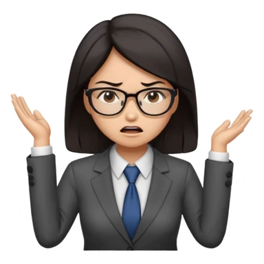 mad asian women office worker sticker