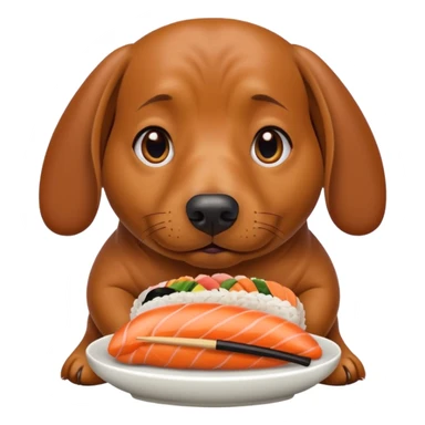 overweight dachshund eating too much sushi  sticker