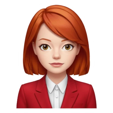 red haired emma stone in red suits sticker
