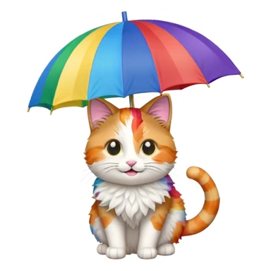 Cat with rainbow umbrella sticker