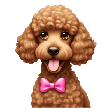 Brown poodle with pink bow sticker