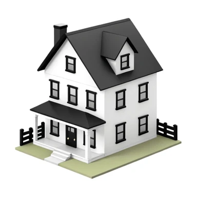 white with black trim modern farmhouse 3d isometric dollhouse sticker