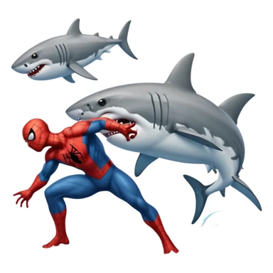 Spider-Man catching a great white shark sticker