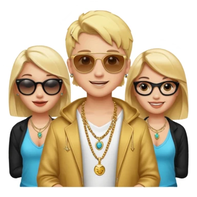 Rapper Blonde kid with so much beatiful girls and he have a rolex,mini tattos,sunglasses,rich clothes,golden necklace, sticker