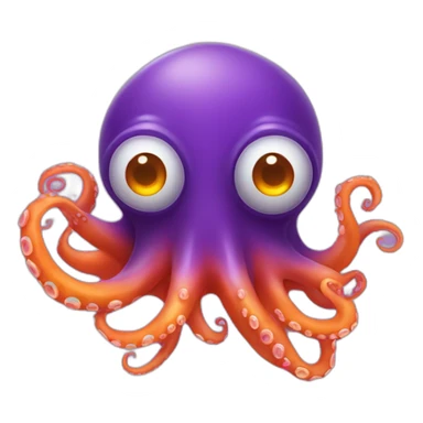 a purple octopus with evil eyes in a rare orange ocean sticker