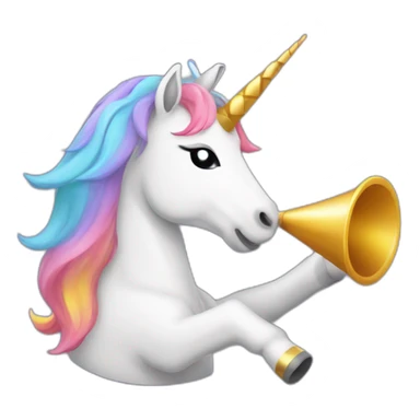 Unicorn blowing party horn sticker