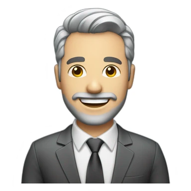 Smiling real estate agent with a gray 3 day beard and short hair sticker