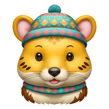 animal wearing patterned hat  sticker