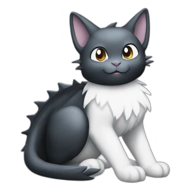 Sitting-Black-and-White-cat-dragon-type-pokemon sticker