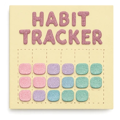 soft pastel gentle habit tracker grid with delicate dotted lines with a pastel yellow background sticker