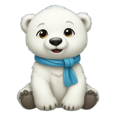 Baby polar bear with a blue scaft sticker