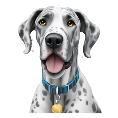 Grey Merle Great Dane playing in the snow sticker