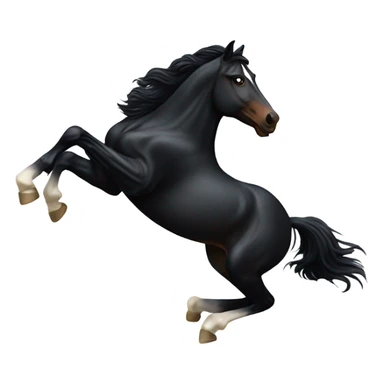A black horse tatchs jumps over  sticker