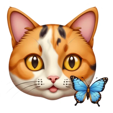 cat with a butterfly on its nose sticker