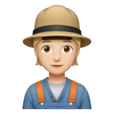 worker 1950 flat hat and overalls sticker