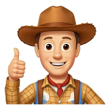 Tom hanks as woody with thumbs up sticker