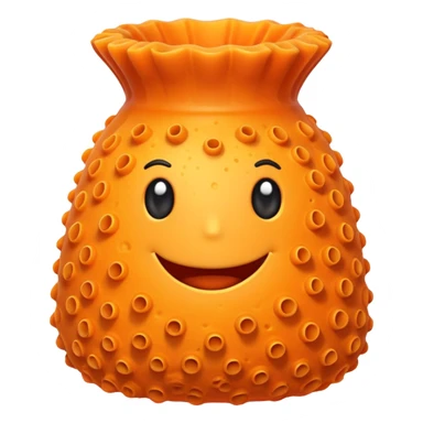 emoji of a marine vase sponge (porifera), cluster of orange tubular sponge structures with porous texture, simplified and stylized for emoji use sticker