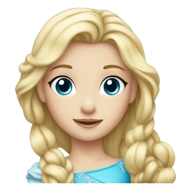 A princess with blue eyes, straight blonde hair and young sticker