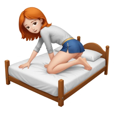 Fullbody nude very beautiful girl very beautiful face with freckles, big boobs, big ass, sexy body, bending over a bed spreading ass, getting ready for sex, realistic sticker