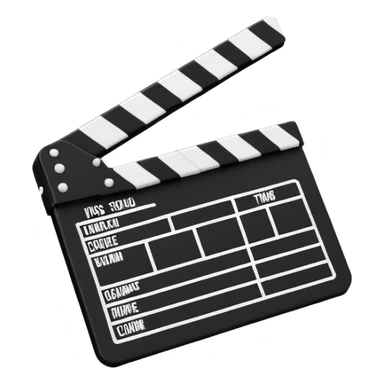 extremely minimalist movie clapper, just two rectangles with a single diagonal line, black and white only sticker