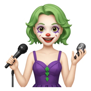 joker with dress, microphone, singing sticker