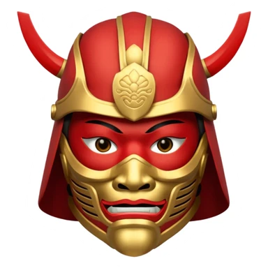 Samurai with red and gold armor and they have a detailed mask covering their mouth but only covering their nose and down sticker